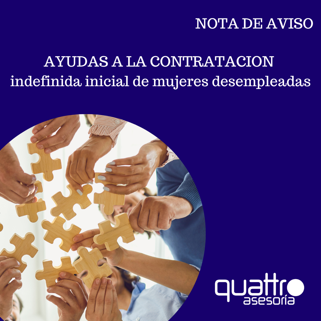 AYUDAS A LA CONTRATACION indefinida inicial de mujeres desempleadas: realizadas entre 01/01/2022 y 30/09/2022