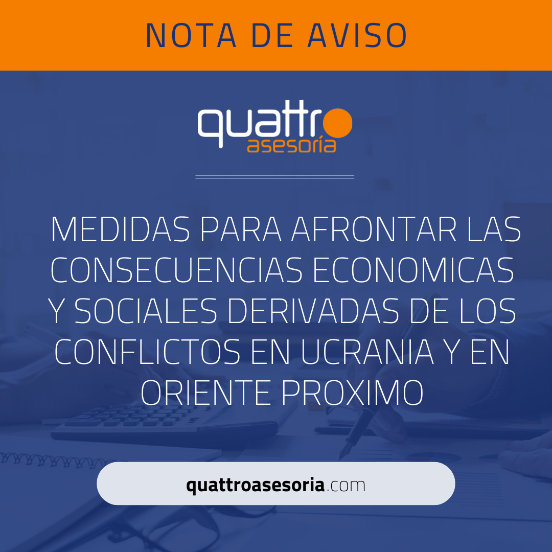 Medidas para afrontar las consecuencias económicas y sociales derivadas de los conflictos en Ucrania y Oriente Próximo