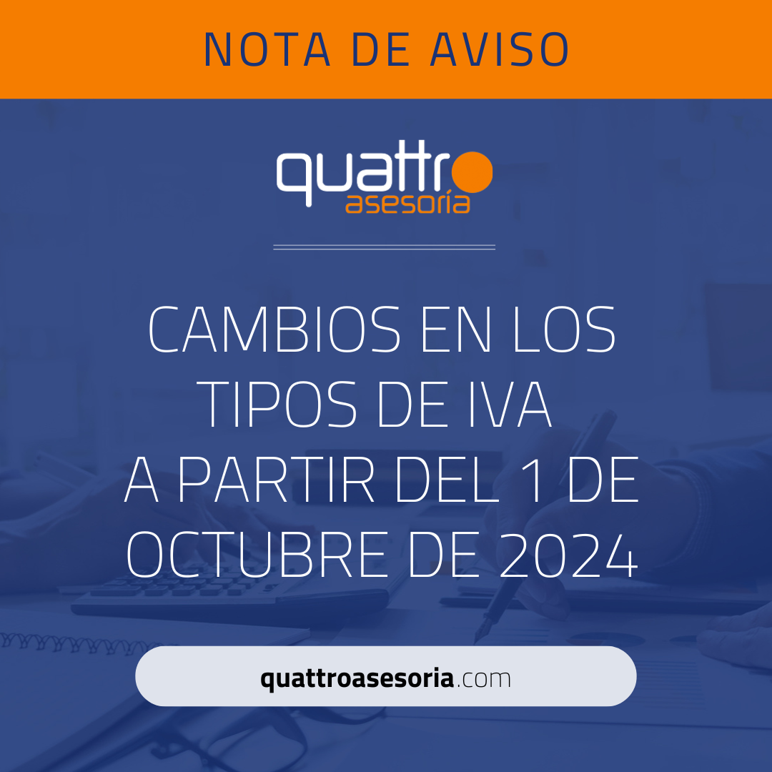 Cambios en los tipos de IVA a partir del 1 de octubre de 2024